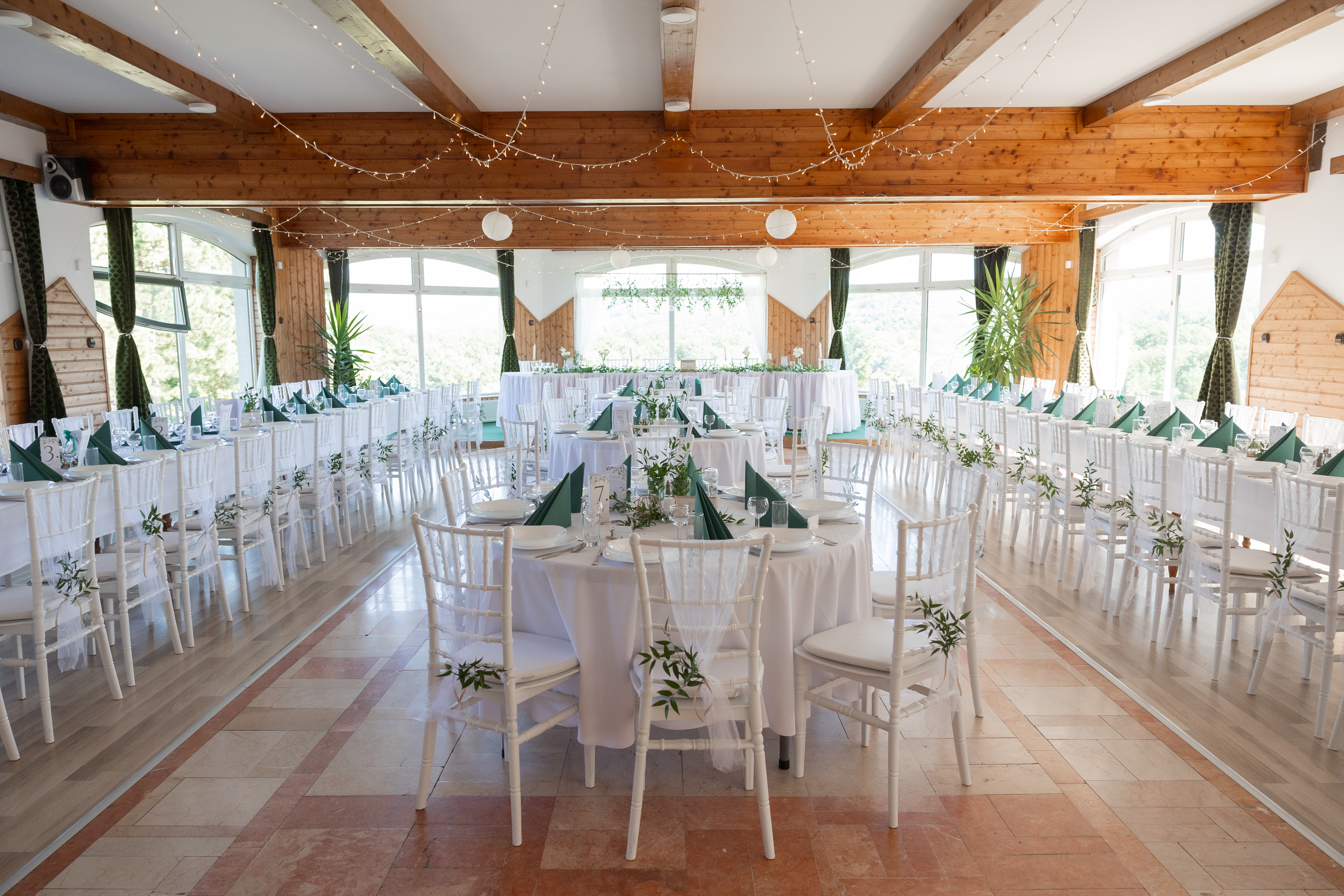 Green decor on desks