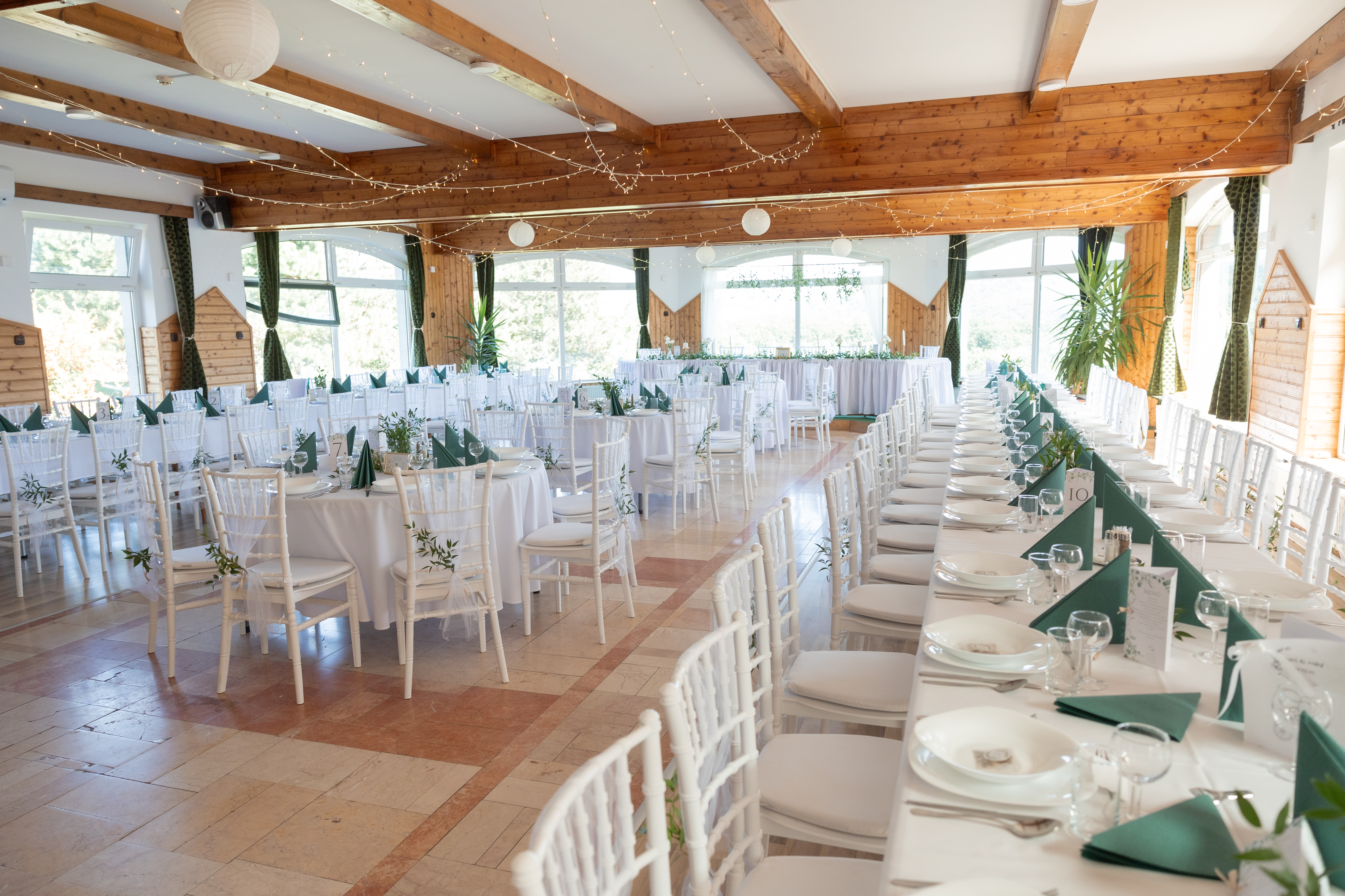 Green decor on desks