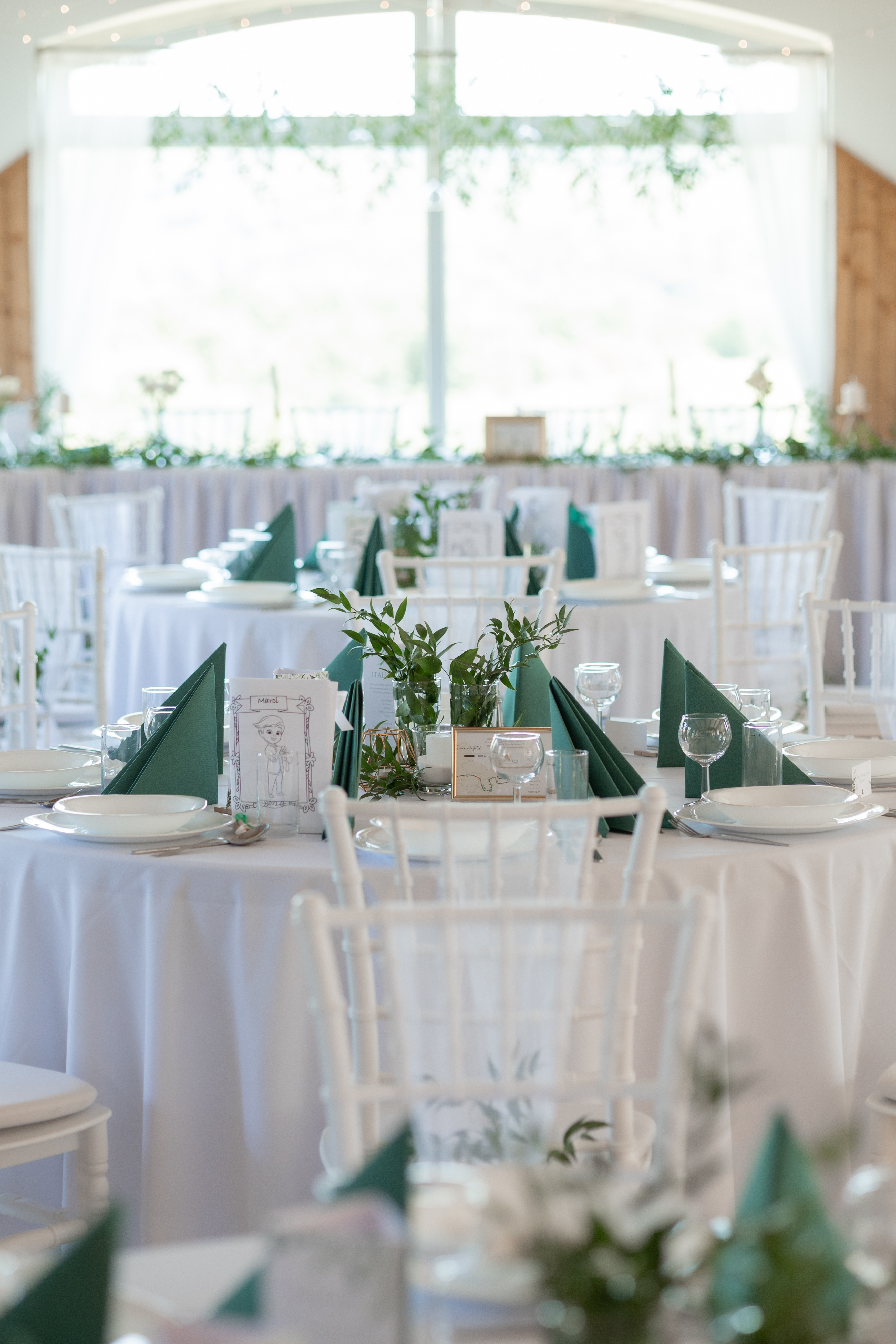 Green decor on desks